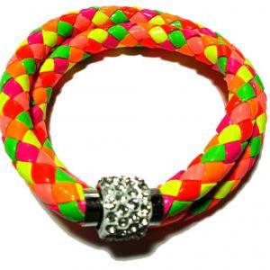 Leather Double Braided Bracelet With Magnetic..