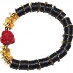 Jet Vintage African Disc Beads Buddha Bracelet