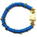 Cobalt Blue Vintage African Beads Buddha Bracelet