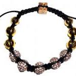 5 Gold Plated Pave Beads Macrame Bracelet