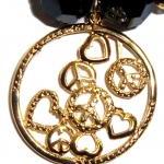Navy Blue Czech Crystal Love And Peace Necklace