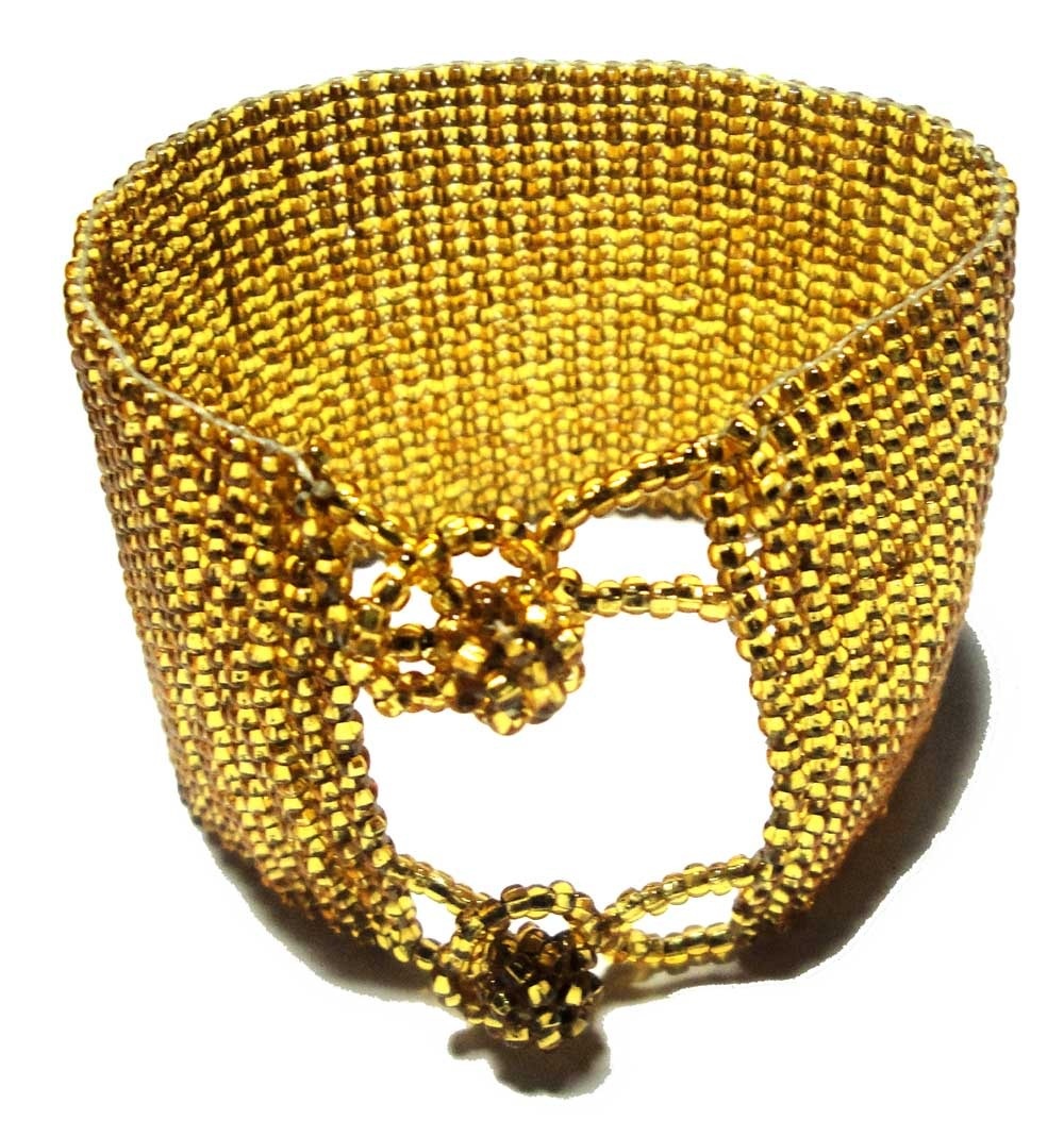 Golden Peyote Large Cuff Bracelet