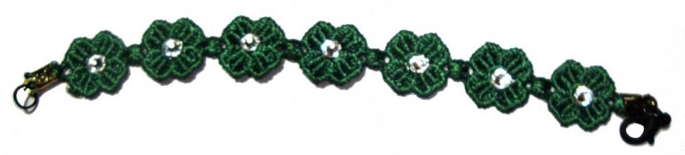 Swarovski Green Clover Lucky Friendship Macrame Bracelet With Clasp Closure