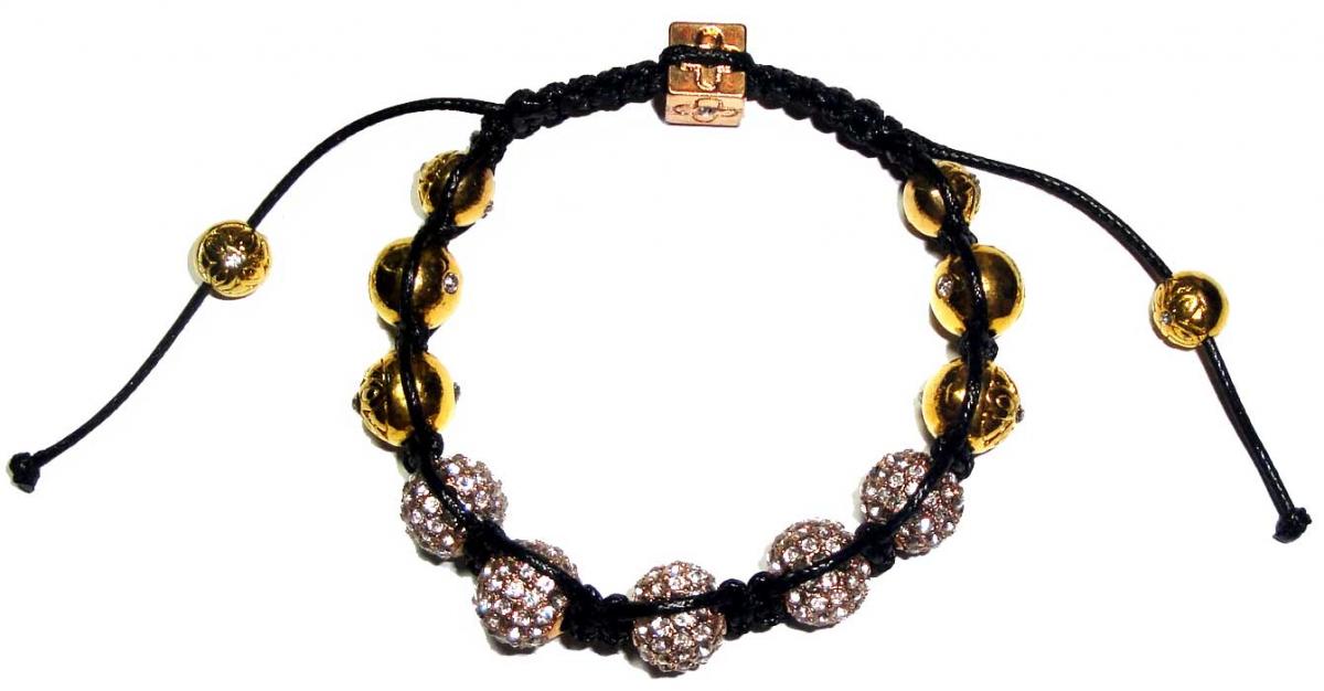 5 Gold Plated Pave Beads Macrame Bracelet