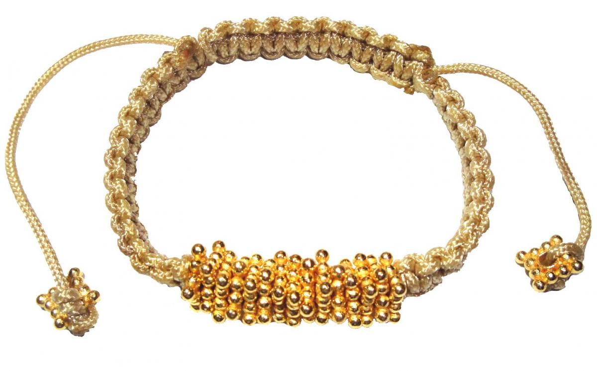 Macrame Beaded Rondelle Gold Bracelet