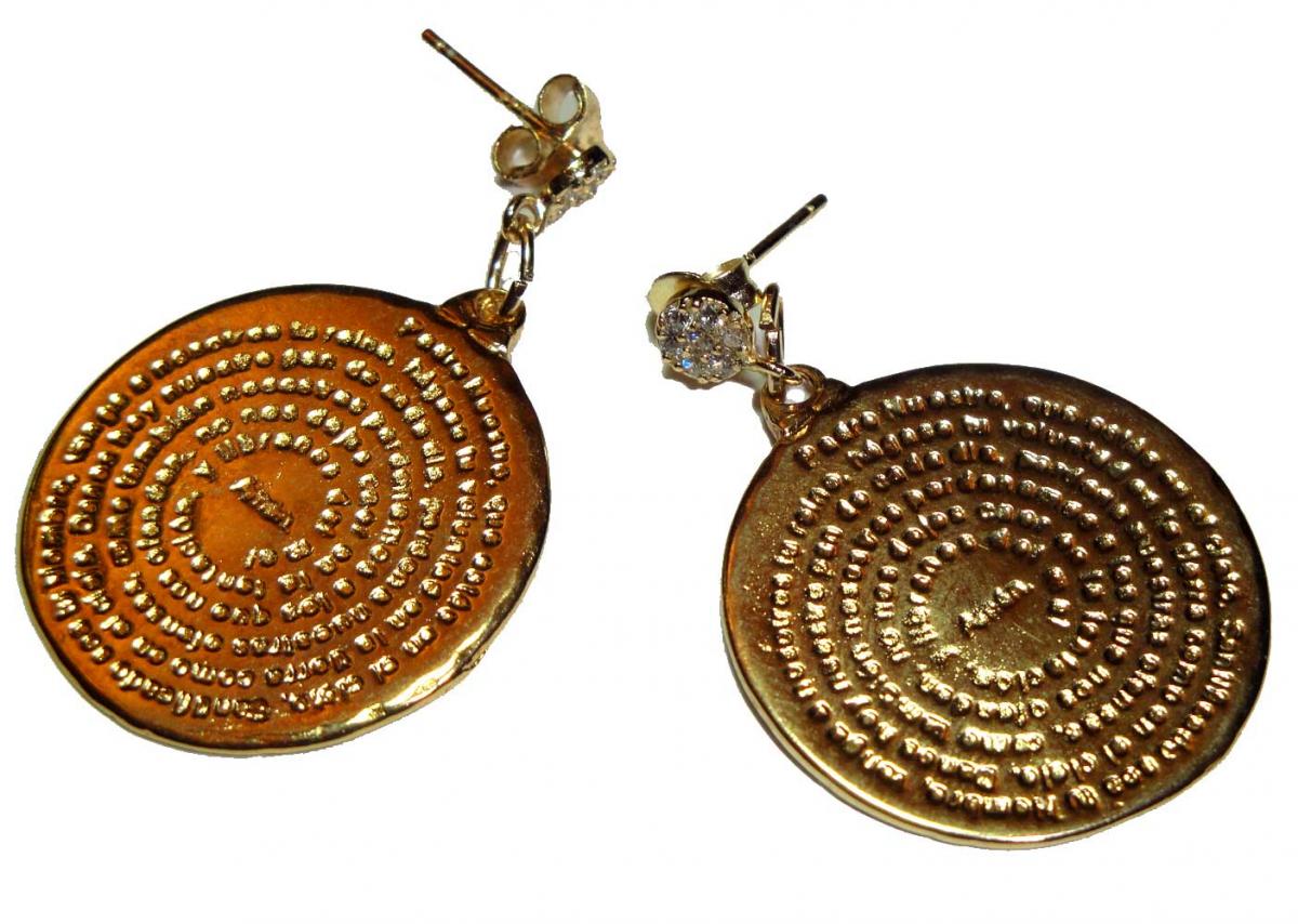 Padre Nuestro (our Father Prayer ) Vermeil Disc Earrings
