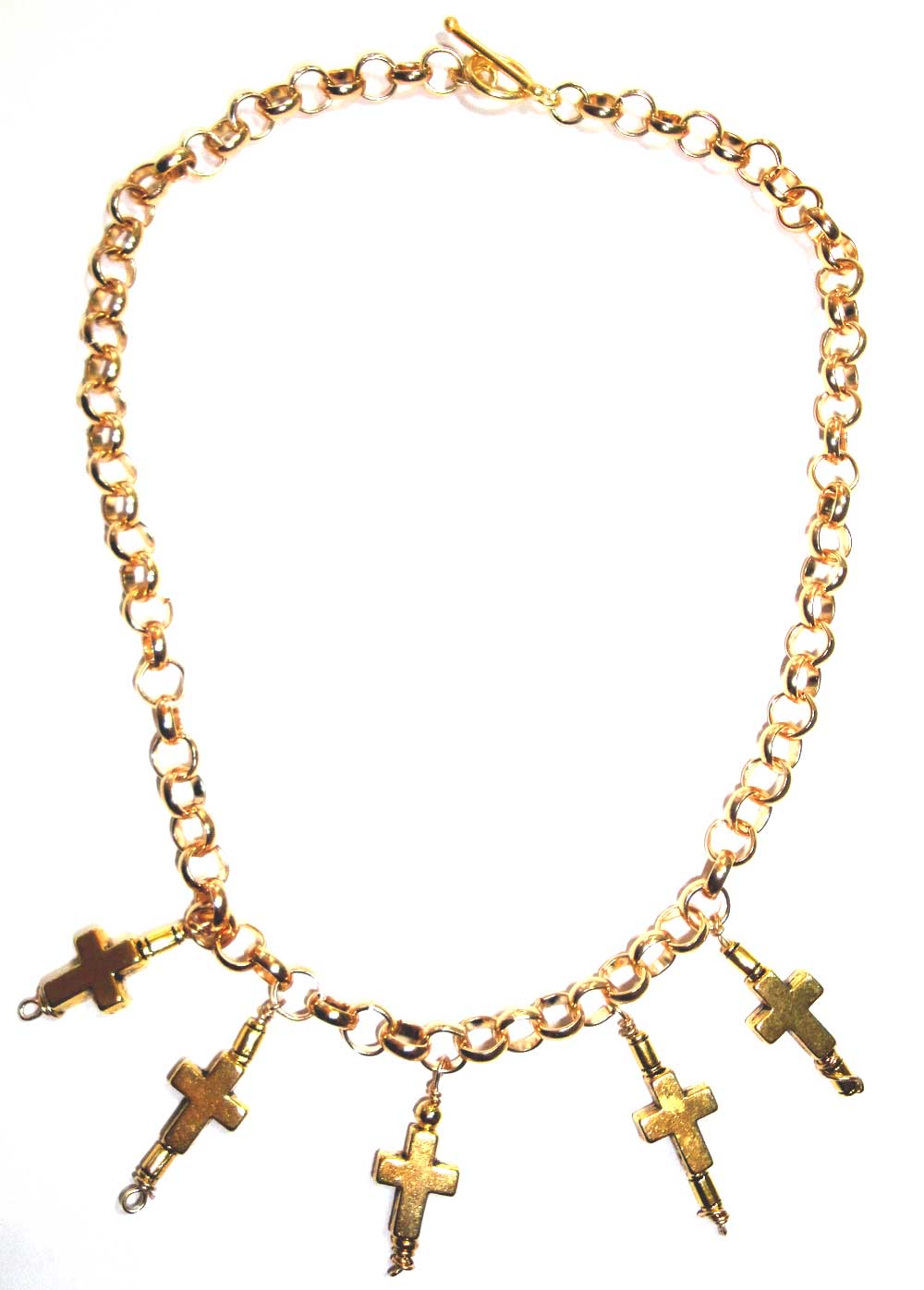 Cool Gold Plated Multi Cross Necklace